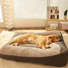Load image into Gallery viewer, A golden retriever happily sleeping on a soft calming dog cushion