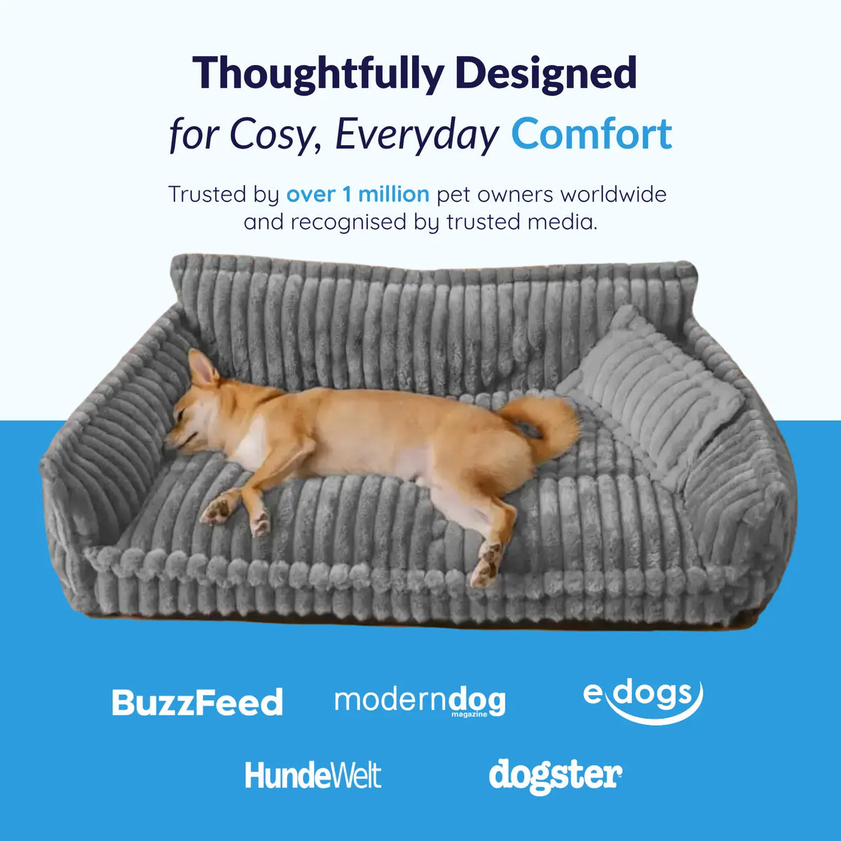 Dog Sofa Bed – Washable Dog Sofa & Settee for Medium & Large Dogs, 4 Sizes (60–120 cm)