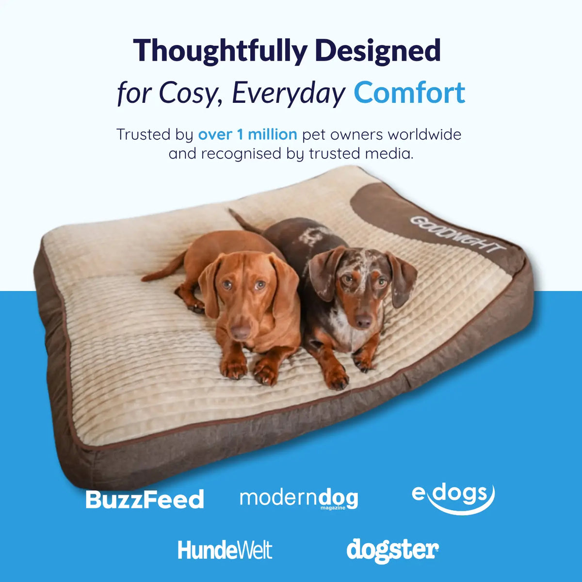 Large Dog Cushion Bed – Washable Dog Cushion, 3 Sizes (80–120 cm)