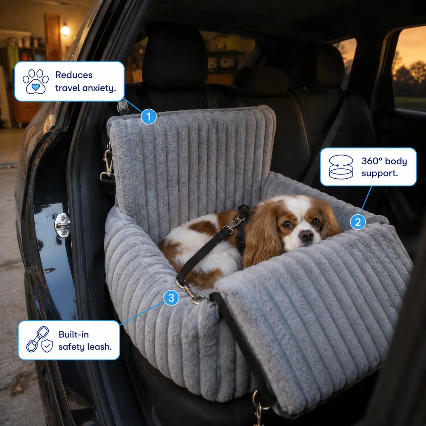 MrFluffyFriend™ - Safe & Cosy Dog Car Seat